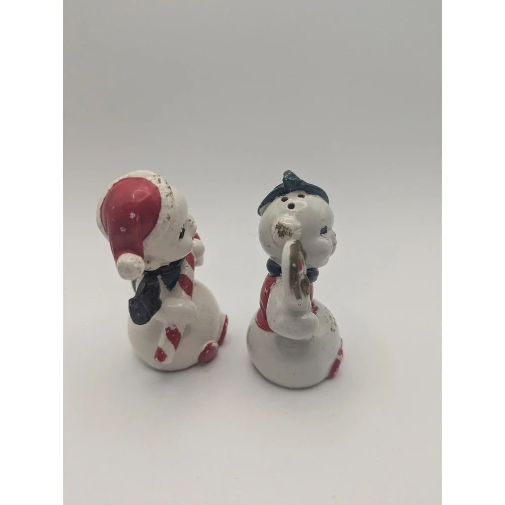 Vtg RARE Set‎ Japan Ucagco Snowman Salt Pepper Shakers Christmas Anthropomorphic